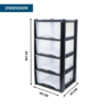 4 Drawer Plastic Storage Unit – Black Frame with Clear Drawers - Image 2