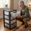 4 Drawer Plastic Storage Unit – Black Frame with Clear Drawers - Image 5