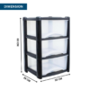 3 Drawer Plastic Storage Unit – Black Frame with Clear Drawers - Image 2