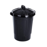 80L Black Plastic Dustbin with Locking Lid