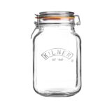 2L Square Airtight Glass Storage Jar with Clip Top Lid