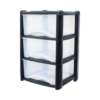 3 Drawer Plastic Storage Unit – Black Frame with Clear Drawers