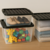50L Clear Plastic Storage Box with Black Lid - Image 4