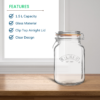 1.5L Airtight Glass Storage Jar with Clip Top Lid - Image 3