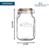 2L Square Airtight Glass Storage Jar with Clip Top Lid - Image 2