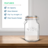 2L Square Airtight Glass Storage Jar with Clip Top Lid - Image 3