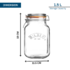 1.5L Square Airtight Glass Storage Jar with Clip Top Lid - Image 2