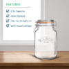 1.5L Square Airtight Glass Storage Jar with Clip Top Lid - Image 3