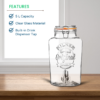 5L Glass Beverage Dispenser with Tap and Clip Top Lid - Image 3
