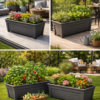 55cm Rectangular Black Grosvenor Trough Planter - Image 9