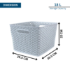 Curver Large Rattan Storage Basket - Grey - 18L - Image 2