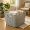 Curver Large Rattan Storage Basket - Grey - 18L - Image 4