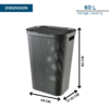 Curver Infinity Dots Laundry Hamper 60L – Dark Grey Clothes Basket - Image 2