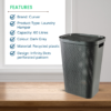 Curver Infinity Dots Laundry Hamper 60L – Dark Grey Clothes Basket - Image 3