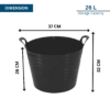 26L Flexible Garden Tub – Black Heavy Duty Flexi Bucket - Image 2