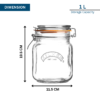 1L Square Airtight Glass Storage Jar with Clip Top Lid - Image 2