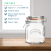 1L Square Airtight Glass Storage Jar with Clip Top Lid - Image 3