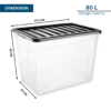 80L Extra Large Clear Plastic Storage Box with Black Lid - Image 2