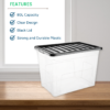 80L Extra Large Clear Plastic Storage Box with Black Lid - Image 3