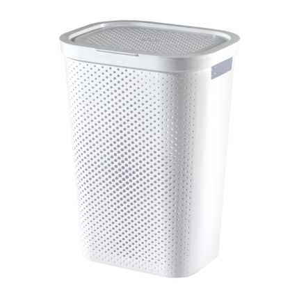 Curver Infinity Dots Laundry Hamper 60L – White Clothes Basket