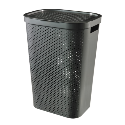 Curver Infinity Dots Laundry Hamper 60L – Dark Grey Clothes Basket