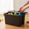62L Black Recycled Plastic Storage Box with Lid - Image 8