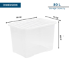 80L Clear Plastic Storage Box with Lid - Image 2