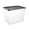 80L Extra Large Clear Plastic Storage Box with Black Lid